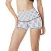 Wolf with Flower Print Design High Waisted Spandex Shorts-JTAMIGO.COM