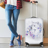 Wolf With Flower Print Design Luggage Cover Protector