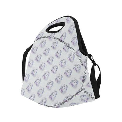 Wolf with Flower Print Design Neoprene Lunch Bag (Model 1669)(Large)-JTAMIGO.COM