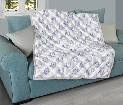 Wolf with Flower Print Design Premium Quilt-JTAMIGO.COM