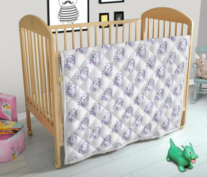Wolf with Flower Print Design Premium Quilt-JTAMIGO.COM