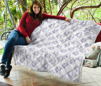 Wolf with Flower Print Design Premium Quilt-JTAMIGO.COM