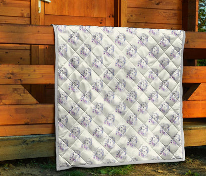 Wolf with Flower Print Design Premium Quilt-JTAMIGO.COM