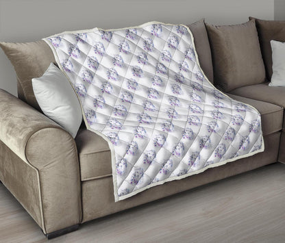 Wolf with Flower Print Design Premium Quilt-JTAMIGO.COM