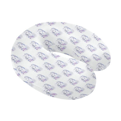 Wolf with Flower Print Design U-Shaped Travel Neck Pillow-JTAMIGO.COM