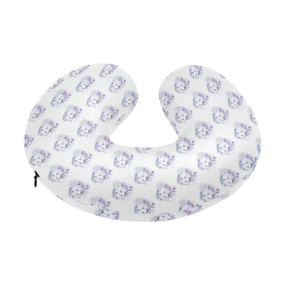 Wolf with Flower Print Design U-Shaped Travel Neck Pillow-JTAMIGO.COM
