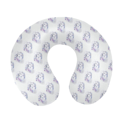 Wolf with Flower Print Design U-Shaped Travel Neck Pillow-JTAMIGO.COM