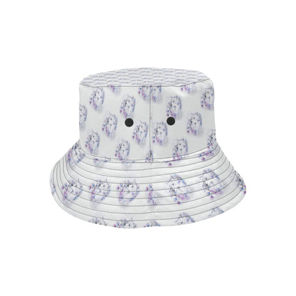 Wolf with Flower Print Design Unisex Bucket Hat