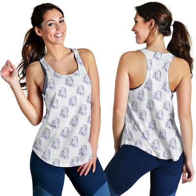 Wolf with Flower Print Design Women Racerback Tank Top