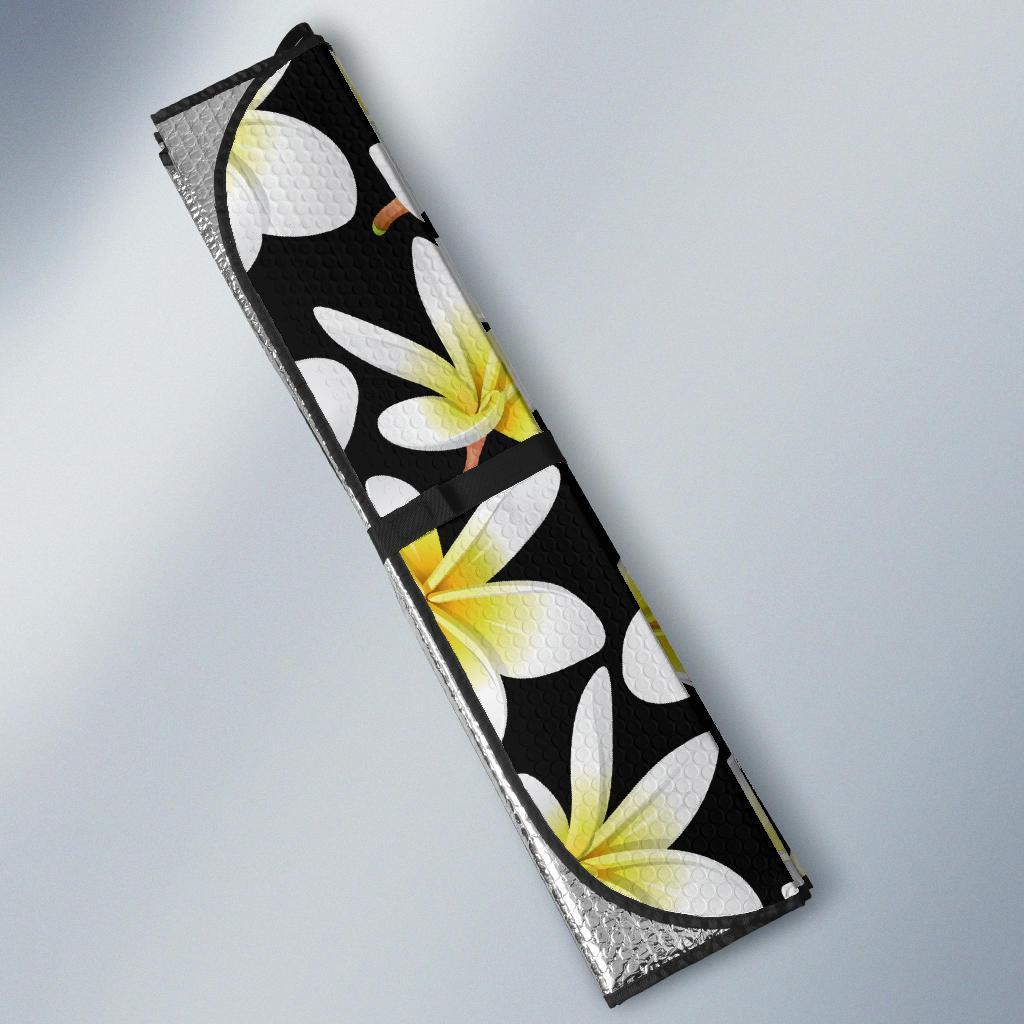 Yellow Plumeria Hawaiian Flowers Car Sun Shade For Windshield