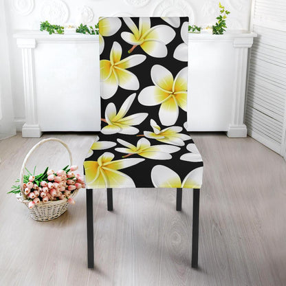 Yellow Plumeria Hawaiian Flowers Dining Chair Slipcover-JTAMIGO.COM