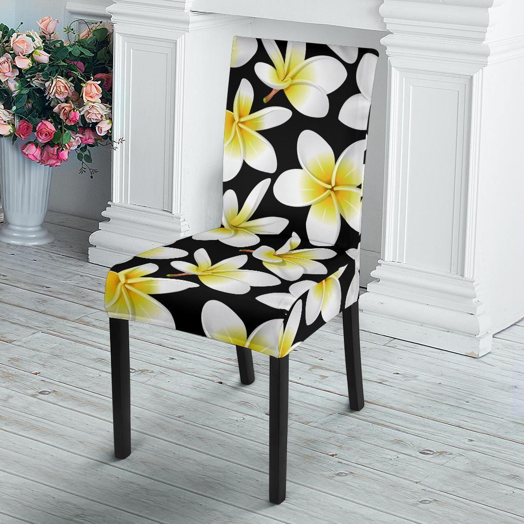 Yellow Plumeria Hawaiian Flowers Dining Chair Slipcover-JTAMIGO.COM
