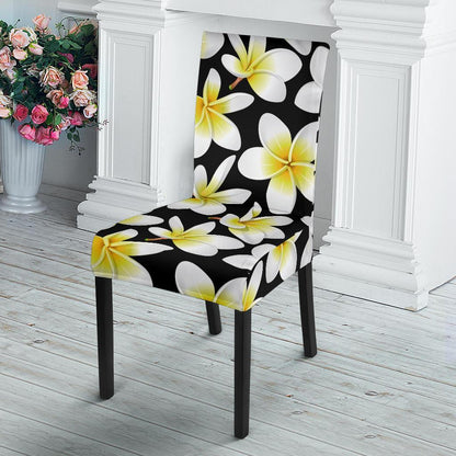 Yellow Plumeria Hawaiian Flowers Dining Chair Slipcover-JTAMIGO.COM