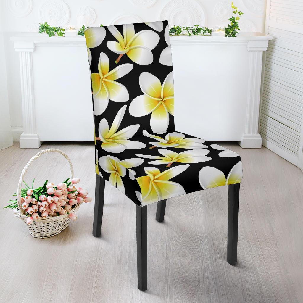 Yellow Plumeria Hawaiian Flowers Dining Chair Slipcover-JTAMIGO.COM