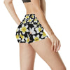 Yellow Plumeria Hawaiian Flowers High Waisted Spandex Shorts-JTAMIGO.COM