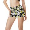 Yellow Plumeria Hawaiian Flowers High Waisted Spandex Shorts-JTAMIGO.COM