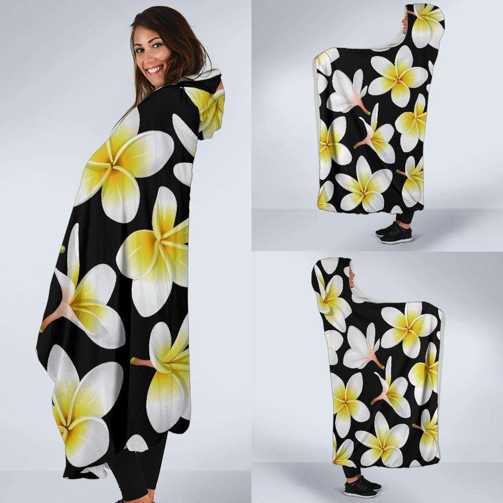 Yellow Plumeria Hawaiian Flowers Hooded Blanket-JTAMIGO.COM