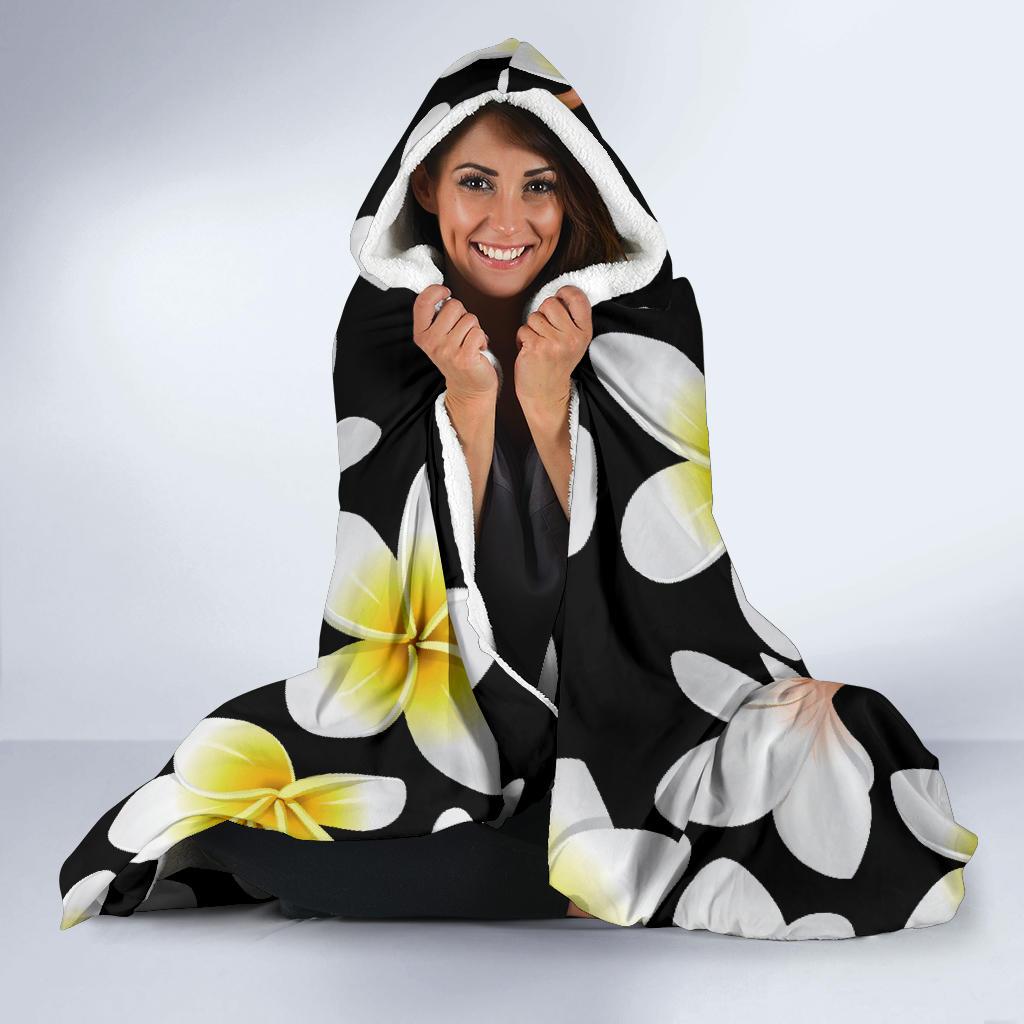 Yellow Plumeria Hawaiian Flowers Hooded Blanket-JTAMIGO.COM