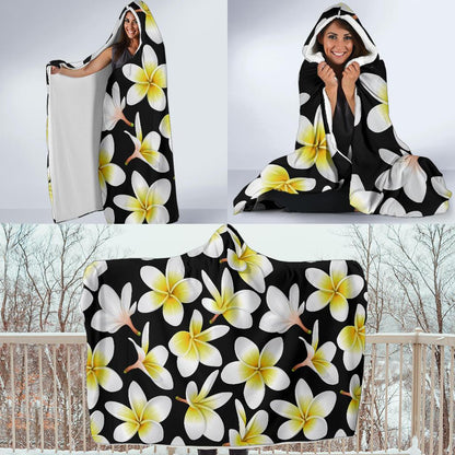 Yellow Plumeria Hawaiian Flowers Hooded Blanket-JTAMIGO.COM