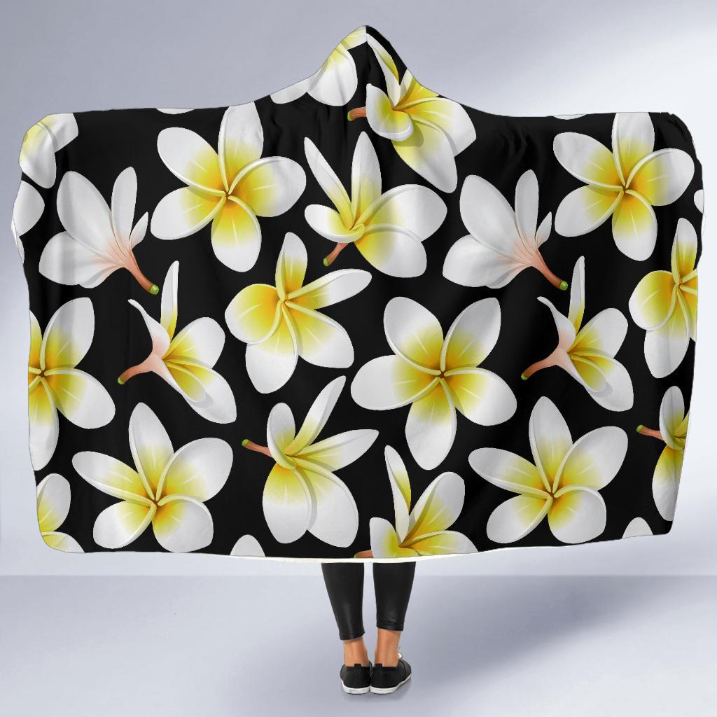 Yellow Plumeria Hawaiian Flowers Hooded Blanket-JTAMIGO.COM