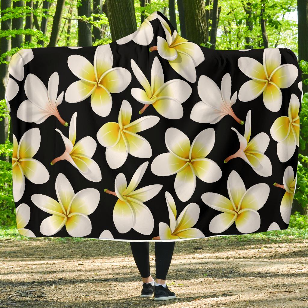 Yellow Plumeria Hawaiian Flowers Hooded Blanket-JTAMIGO.COM
