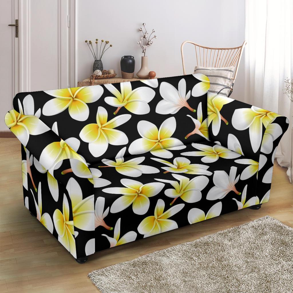 Yellow Plumeria Hawaiian Flowers Loveseat Slipcover-JTAMIGO.COM