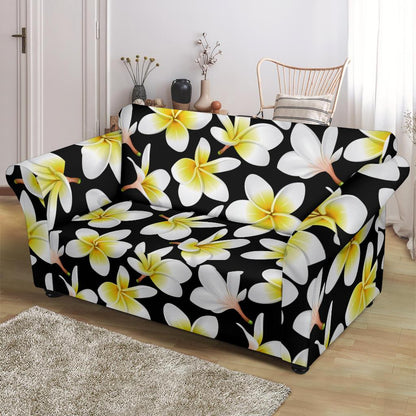 Yellow Plumeria Hawaiian Flowers Loveseat Slipcover-JTAMIGO.COM