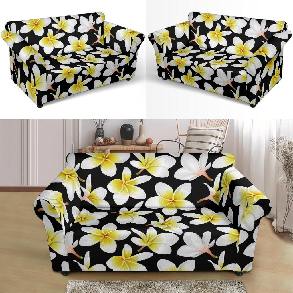 Yellow Plumeria Hawaiian Flowers Loveseat Slipcover-JTAMIGO.COM