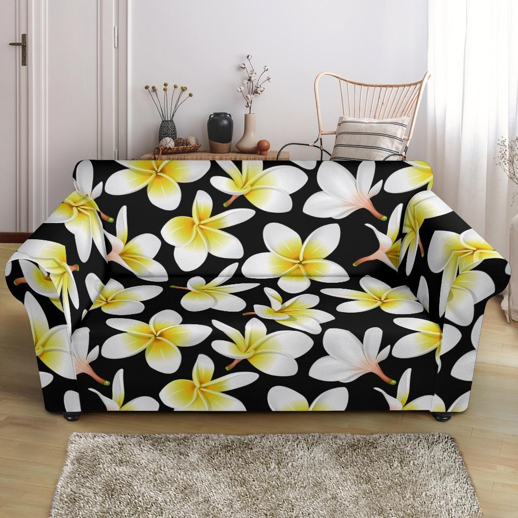 Yellow Plumeria Hawaiian Flowers Loveseat Slipcover-JTAMIGO.COM