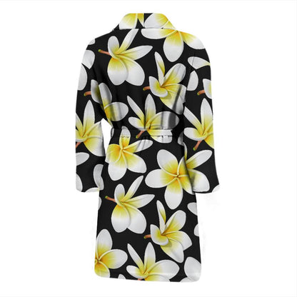 Yellow Plumeria Hawaiian Flowers Men Bath Robe-JTAMIGO.COM