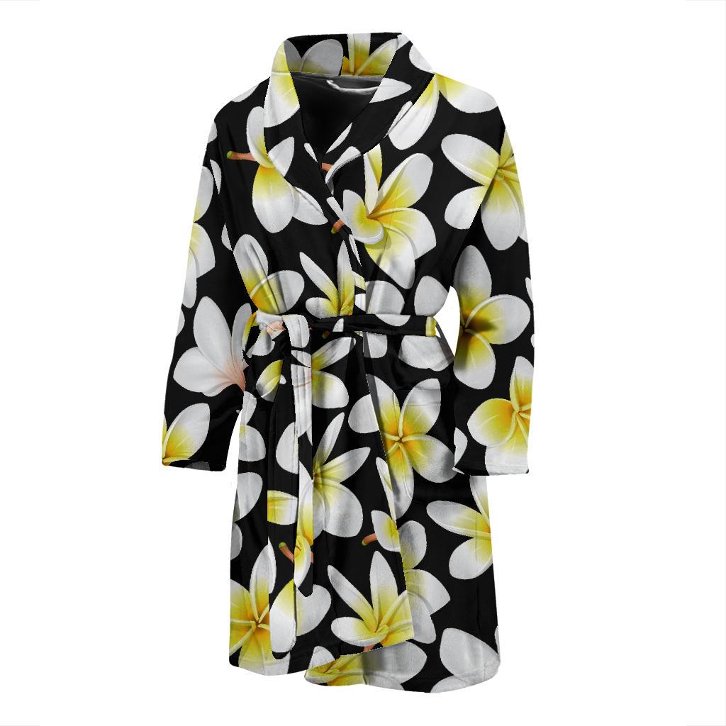Yellow Plumeria Hawaiian Flowers Men Bath Robe-JTAMIGO.COM
