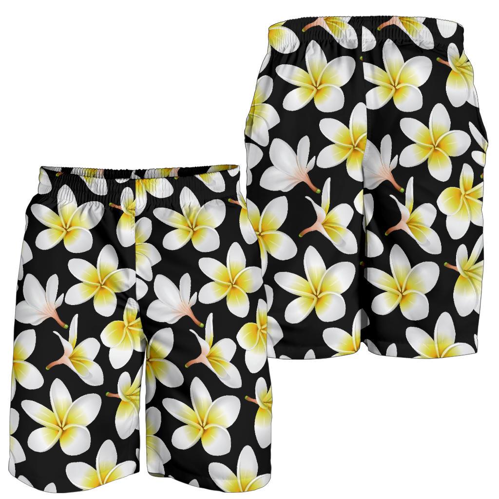 Yellow Plumeria Hawaiian Flowers Mens Shorts-JTAMIGO.COM
