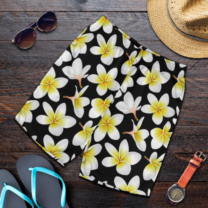 Yellow Plumeria Hawaiian Flowers Mens Shorts-JTAMIGO.COM