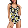 Yellow Plumeria Hawaiian Flowers One Piece Swimsuit-JTAMIGO.COM