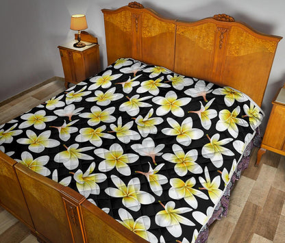 Yellow Plumeria Hawaiian Flowers Premium Quilt-JTAMIGO.COM