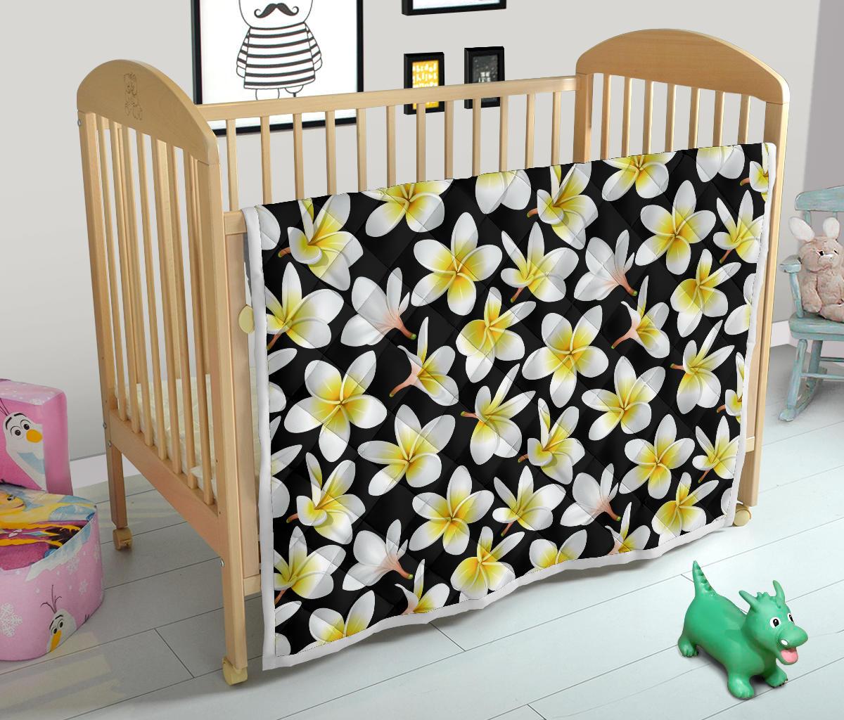 Yellow Plumeria Hawaiian Flowers Premium Quilt-JTAMIGO.COM