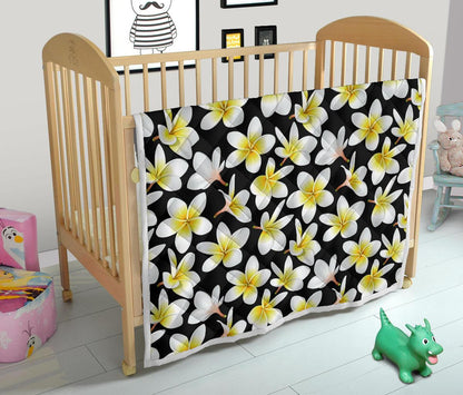 Yellow Plumeria Hawaiian Flowers Premium Quilt-JTAMIGO.COM