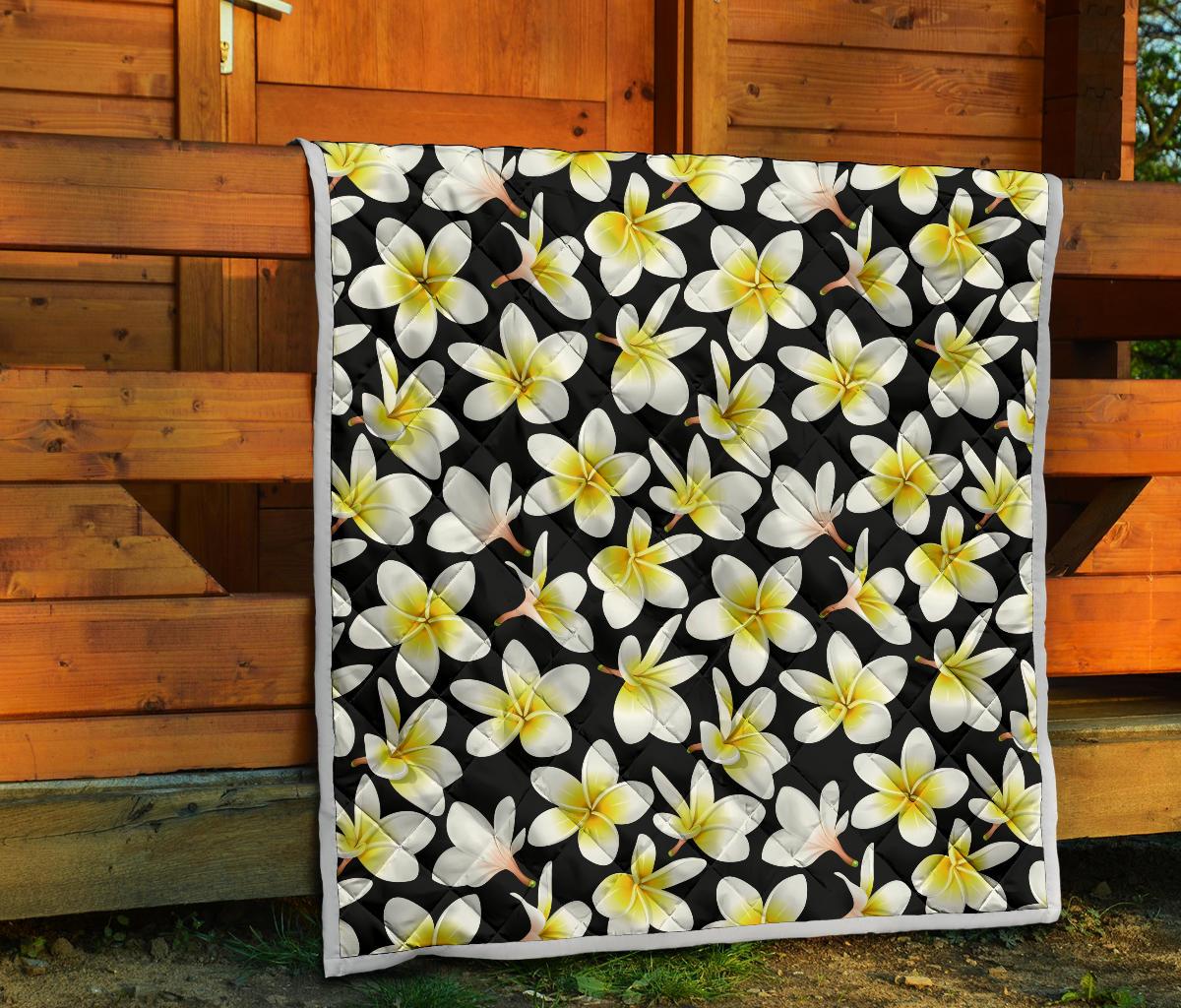 Yellow Plumeria Hawaiian Flowers Premium Quilt-JTAMIGO.COM