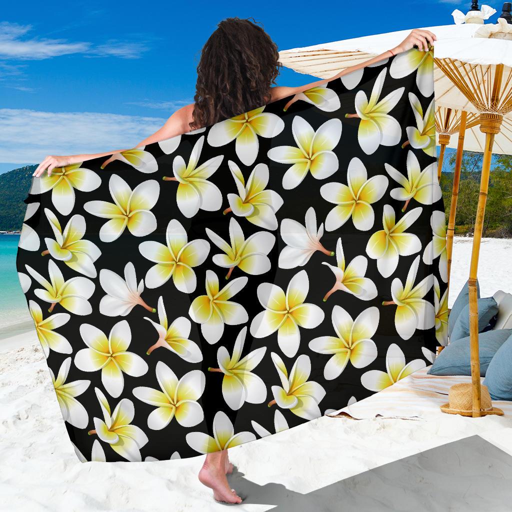 Yellow Plumeria Hawaiian Flowers Sarong Pareo Wrap