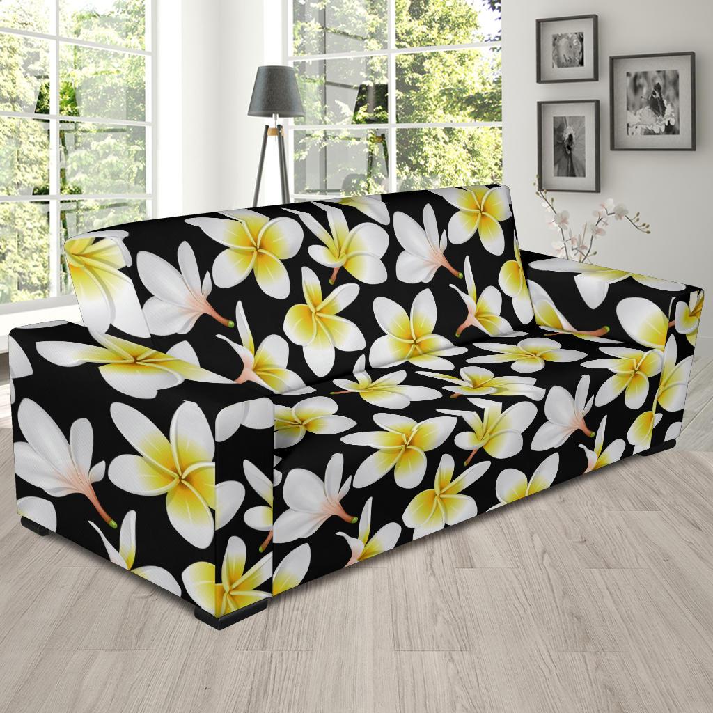 Yellow Plumeria Hawaiian Flowers Sofa Slipcover-JTAMIGO.COM