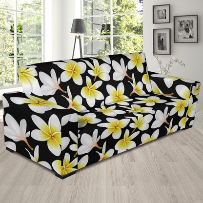 Yellow Plumeria Hawaiian Flowers Sofa Slipcover-JTAMIGO.COM