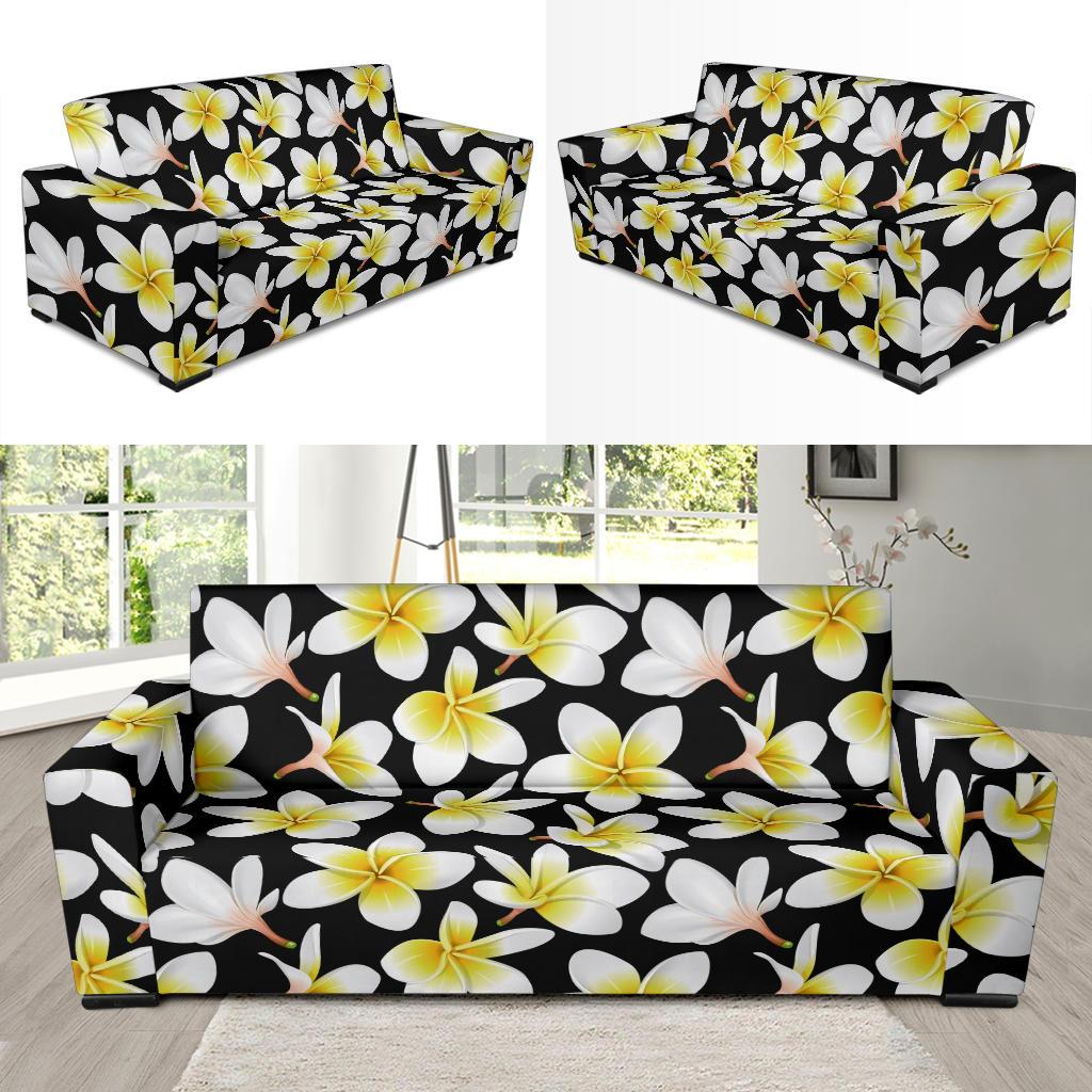 Yellow Plumeria Hawaiian Flowers Sofa Slipcover-JTAMIGO.COM