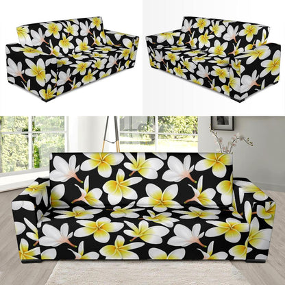 Yellow Plumeria Hawaiian Flowers Sofa Slipcover-JTAMIGO.COM