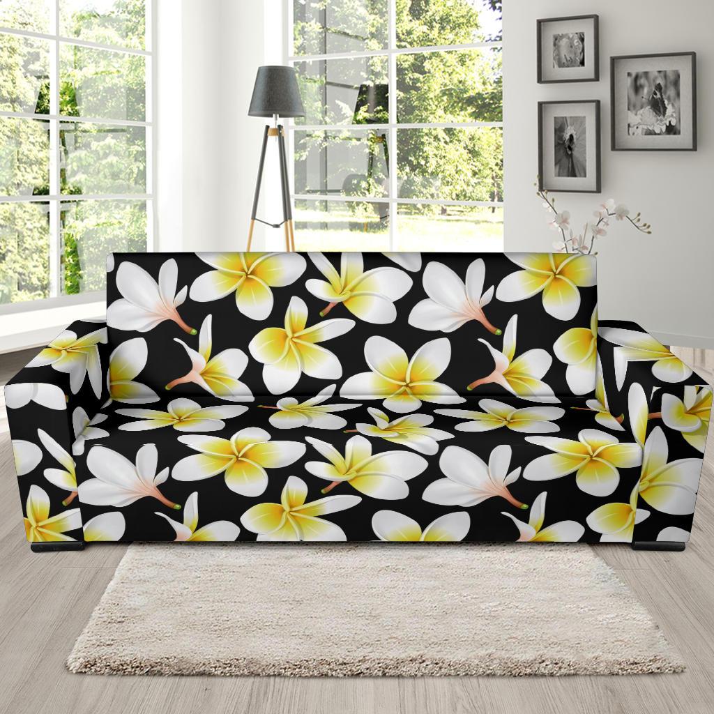Yellow Plumeria Hawaiian Flowers Sofa Slipcover-JTAMIGO.COM
