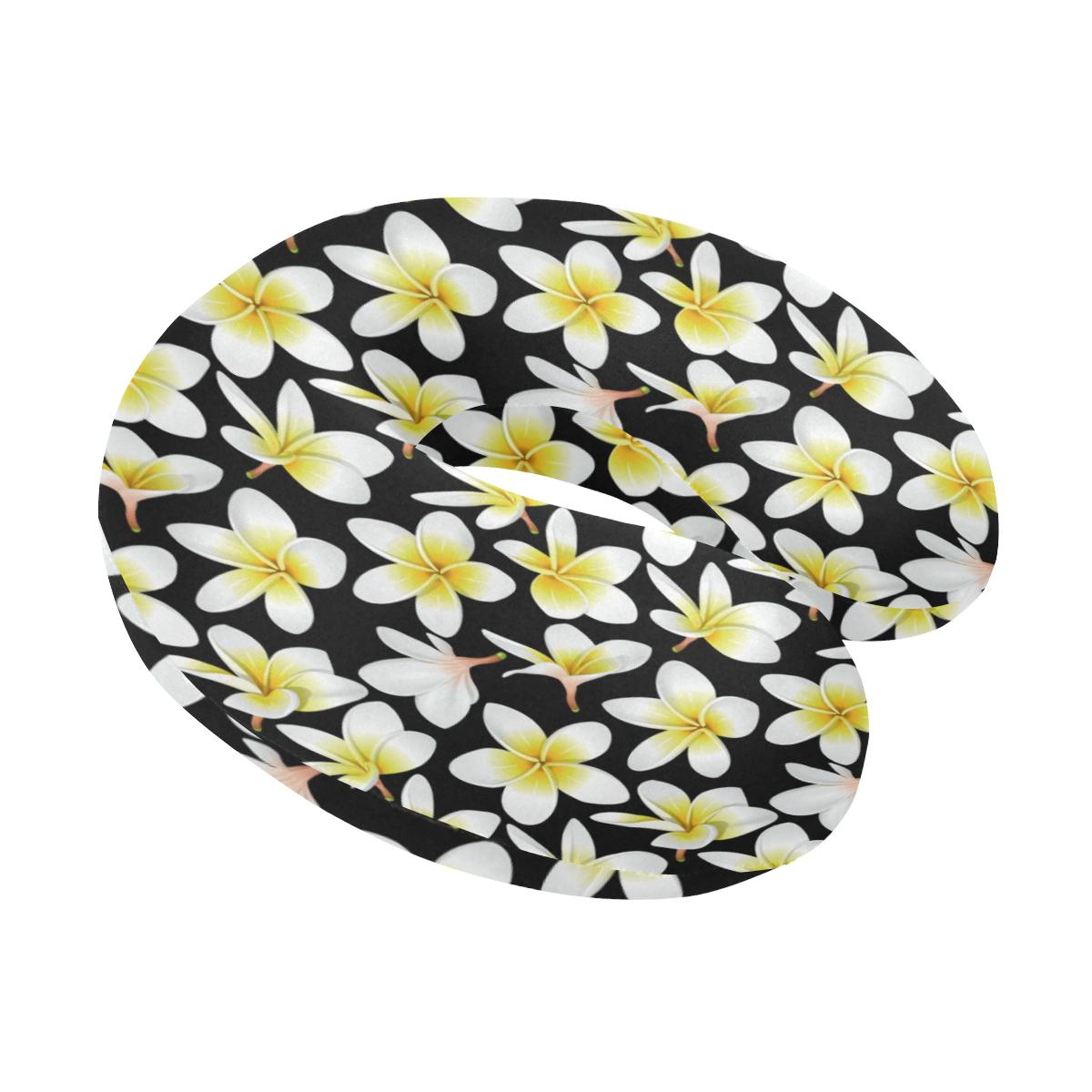 Yellow Plumeria Hawaiian Flowers U-Shaped Travel Neck Pillow-JTAMIGO.COM