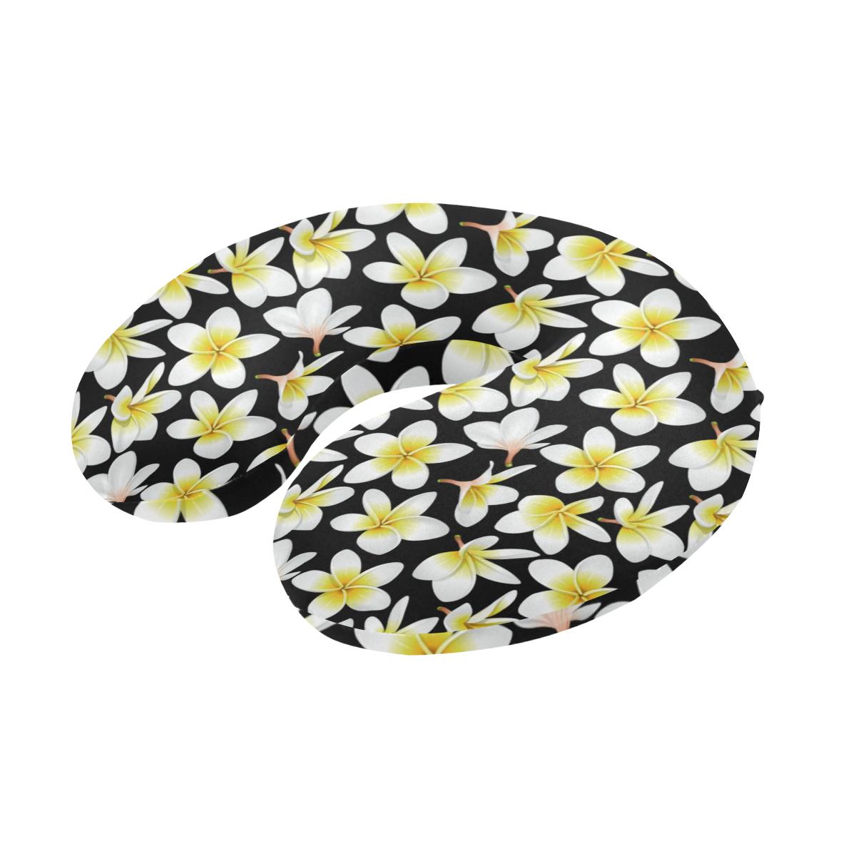 Yellow Plumeria Hawaiian Flowers U-Shaped Travel Neck Pillow-JTAMIGO.COM