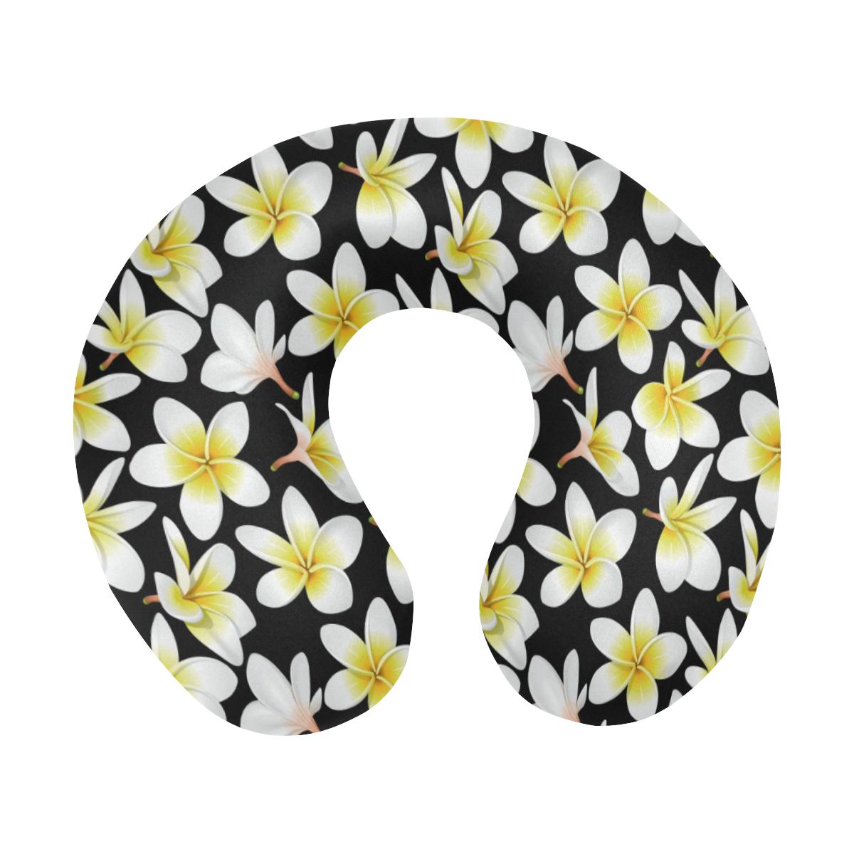 Yellow Plumeria Hawaiian Flowers U-Shaped Travel Neck Pillow-JTAMIGO.COM