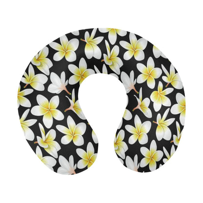 Yellow Plumeria Hawaiian Flowers U-Shaped Travel Neck Pillow-JTAMIGO.COM