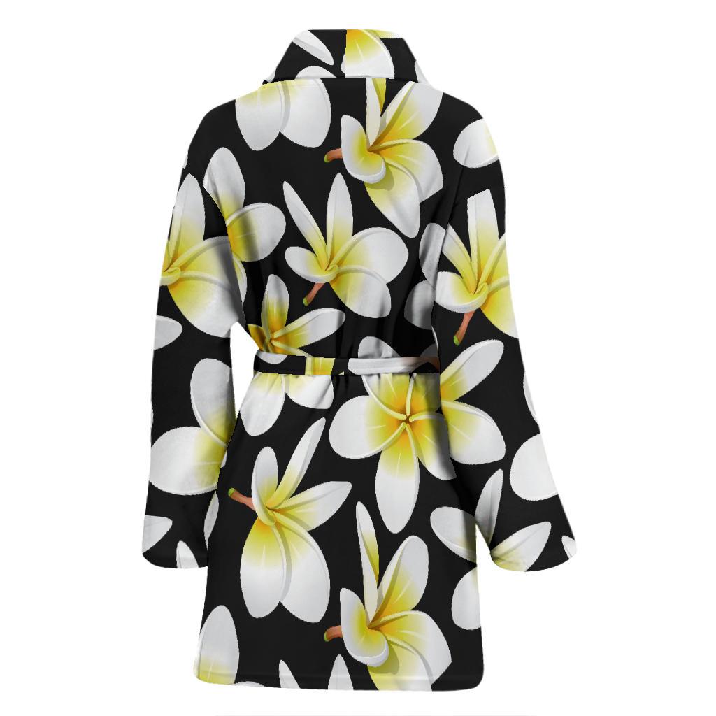 Yellow Plumeria Hawaiian Flowers Women Bath Robe-JTAMIGO.COM