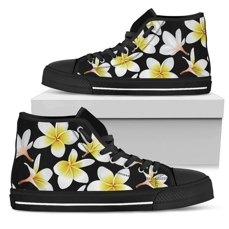 Yellow Plumeria Hawaiian Flowers Women High Top Shoes